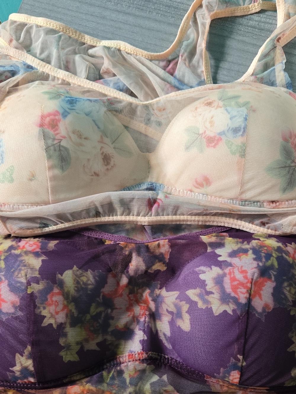 Bra Bundle Bralette Lot Of Two Sz Will Fit 38C 40B New Without Tags Sheer Floral